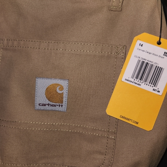 Nwt carhartt boys dark khaki canvas cargo work shorts - Picture 4 of 4